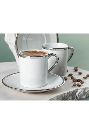 Beti Porzellan 4-teiliges Kaffeetassen-Set für 2 Personen 80 ml Silber 10036073-T - 4