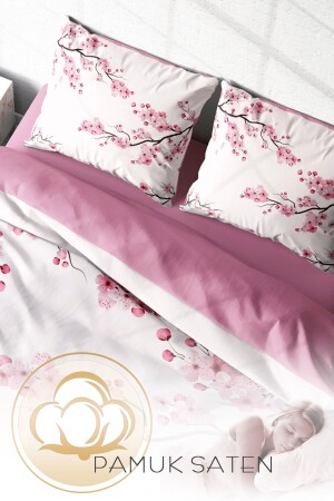 Bettbezug-Set, 100 % natürliche Baumwolle, für Doppelbett, 3D-Digital-Kirschblüte, monohome17965HF - 5