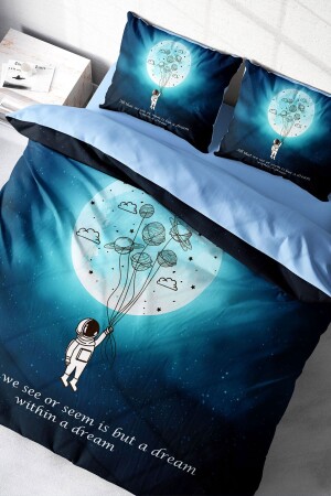 Bettbezug-Set, 100 % natürliche Baumwolle, für Doppelbett, 3D-Digital-Night-Motto, monohome2278HF - 2