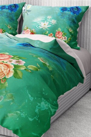 Bettbezug-Set aus 100 % Baumwollsatin, Spannbettlaken, Deluxe-Doppelbett mit 3D-Blumen premium2044HF - 5