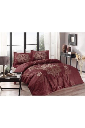 Bettbezug-Set aus Baumwollsatin Florian Claret Red Double 3254-149 - 3