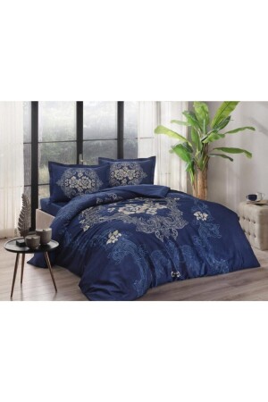 Bettbezug-Set aus Baumwollsatin Florian Marineblau für Doppelbett 3254-153 - 1