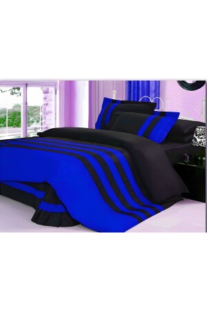 Bettbezug-Set aus Baumwollsatin für King-Size-Betten in Schwarz und Blau Btboyu55 - 2