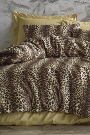 Bettbezug-Set – Doppel-Leopard mit elastischen Laken - 1