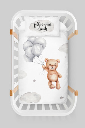 Bettbezug-Set für das Beistellbett der Mutter (60 x 100) – Pure Baby-Serie – Ballon mit Bären ETAYBBNTPB111 - 4