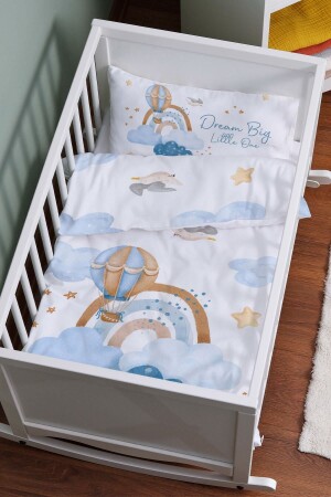 Bettbezug-Set für das Kinderbett bei der Mutter (60 x 100) – Iconic-Serie – blaue Wolken und Ballon ETAYBBNTIC019 - 2