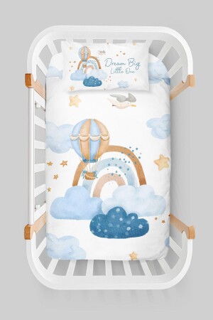 Bettbezug-Set für das Kinderbett bei der Mutter (60 x 100) – Iconic-Serie – blaue Wolken und Ballon ETAYBBNTIC019 - 6