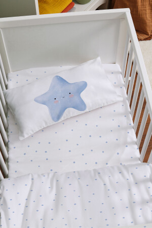 Bettbezug-Set für das Kinderbett bei der Mutter (60 x 100) – Serie Pure Baby – Fluffy Blue Star ETAYBBNTPB026 - 4