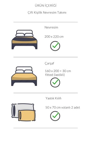 Bettbezug-Set für Doppelbett, 57 Fäden, Baumwolle (160 x 200 Spannbettlaken, Bettbezug 2 Kissenbezüge) VESSİNO2022NEV01 - 6