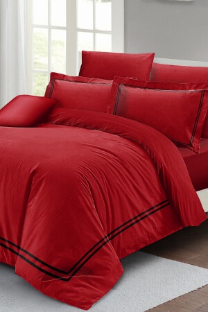 Bettbezug-Set für Doppelbett, dicht gewebt, luxuriöser Baumwollsatin, Rot MONOHOME24291 - 3