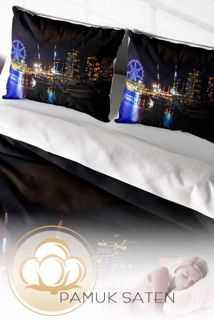 Bettbezug-Set für Doppelbett, eng gewebter Baumwollsatin, 3D-Spezialdesign, Harbour Night Modern (ohne Laken) PERLASERA31398 - 4