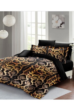 Bettbezug-Set für Doppelbett, eng gewebter Baumwollsatin, 3D-Spezialdesign, Lux-Leopard (ohne Laken) PERLASERA25670 - 1