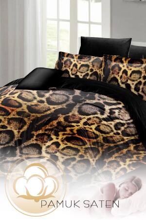 Bettbezug-Set für Doppelbett, eng gewebter Baumwollsatin, 3D-Spezialdesign, Lux-Leopard (ohne Laken) PERLASERA25670 - 4