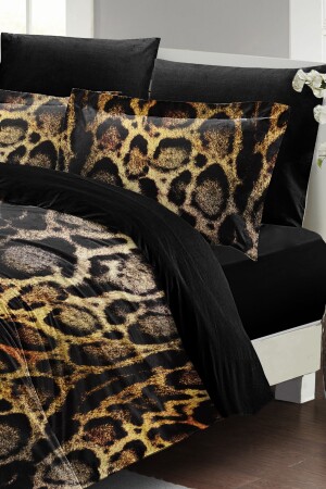 Bettbezug-Set für Doppelbett, eng gewebter Baumwollsatin, 3D-Spezialdesign, Lux-Leopard (ohne Laken) PERLASERA25670 - 5