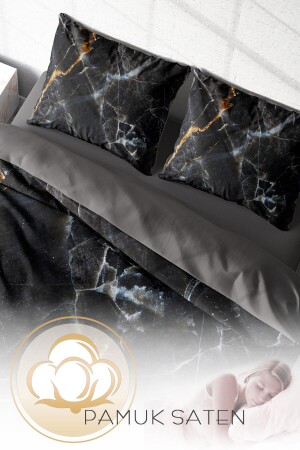 Bettbezug-Set für Doppelbett, eng gewebter Baumwollsatin, 3D-Spezialdesign, Lux-Marmor (ohne Laken) PERLASERA28190 - 5