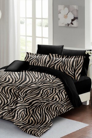 Bettbezug-Set für Doppelbett, eng gewebter Baumwollsatin, 3D-Spezialdesign, schwarzes Zebra MONOHOME24437 - 3