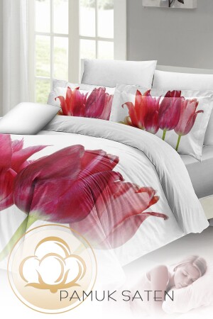 Bettbezug-Set für Doppelbett, eng gewebter Baumwollsatin, 3D-Spezialdesign, Tulpe, MONOHOME33538 - 6