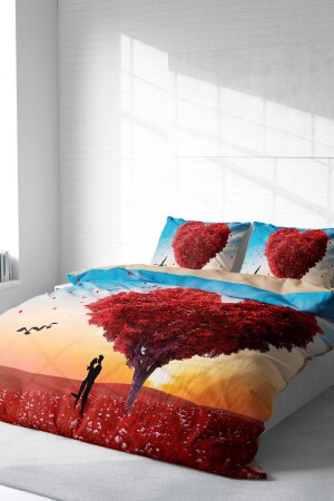 Bettbezug-Set für Doppelbett, eng gewebter Baumwollsatin, 3D-Spezialdesign, Valentinstag (ohne Bettwäsche) PERLASERA28565 - 4