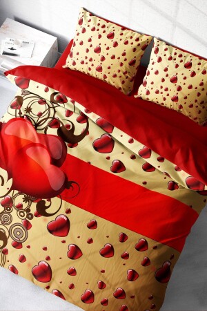 Bettbezug-Set für Doppelbett, eng gewebter Baumwollsatin, 3D-Spezialdesign, Valentinstag V (ohne Bettwäsche) PERLASERA30582 - 1