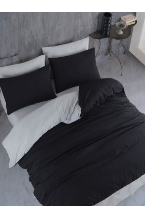 Bettbezug-Set für Doppelbett, Schwarz-Grau LVNS-N-77 - 1