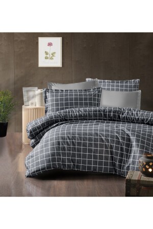 - Bettbezug-Set mit Spannbettlaken, Einzelbett SQUARE BLACK – ANTHRAZIT GRM0066 - 5