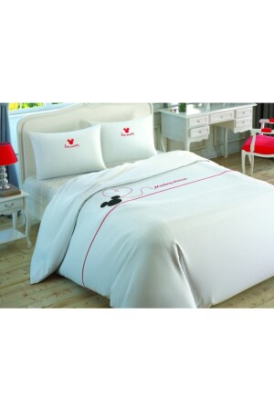 Bettlaken-Set mit Mickey-Stickerei, elastisch, für Doppelbett, 100 % Baumwolle 86824750605611 - 4