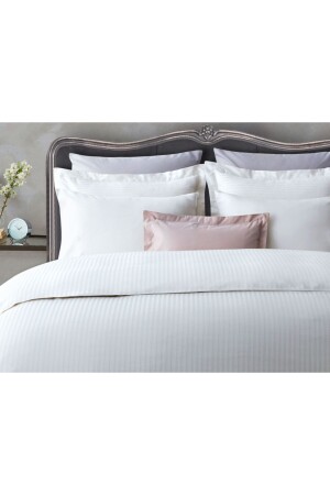 Bettwäsche-Set aus Baumwollsatin für King-Size-Betten mit elastischen Laken, Weiß - Rh Tekstil