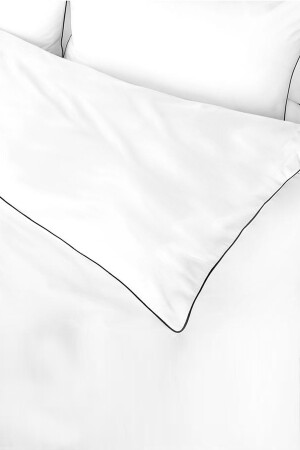 Bettwäsche-Set für King-Size-Betten, King-Size-Bett, einfarbig, Baumwolle, schwarze Paspelierung, Hotel-Serie RHN2070B - 8