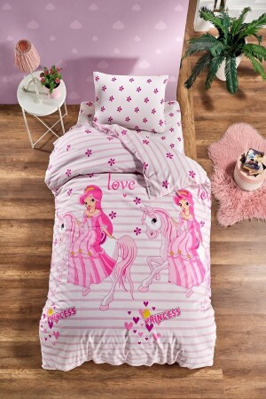 Bettwäsche-Set für Mädchen mit elastischen Laken, Prinzessin, Einzelbett, Baumwolle, Ranforce HSN000299 - 2