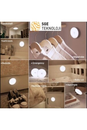 Bewegungsmelder, 16 LEDs, wiederaufladbar, 2 Farben Weiß und Tageslicht, LED-Automatikmodus, Schrankinnenraum – Flur, Typ C - 4