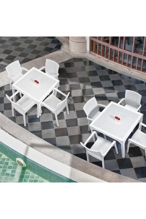Beyaz 90x90 Comfort Rattan Bahçe & Balkon Masası Hm-710 - 3