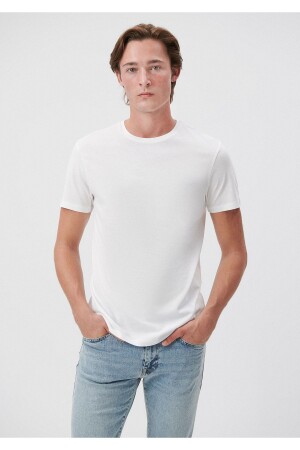 Weißes Basic T-Shirt Slim Fit / Schmaler Schnitt 065574-620 - Mavi
