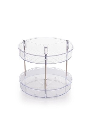 Beyaz Elpida Iki Katlı Döner Raf - Şeffaf 1 Makyaj Plastik - Prima Nova