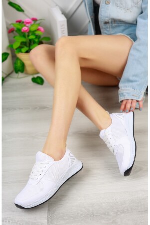 Beyaz - Kadın Fileli Sneaker Günlük Ayakkabı - 3