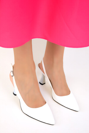 Beyaz Kadın Klasik Topuklu Ayakkabı 16835 - 5
