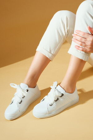 Beyaz Kadın Spor Sneaker Casuel Günlük Ayakkabı - 4