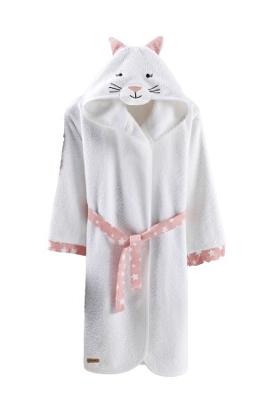 Beyaz Kapşonlu Erkek Kız Çocuk Bornoz % 100 Pamuklu BRNZX936 - ELY PARKER