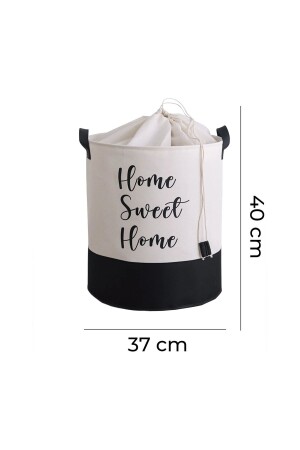 Beyaz Kumaş Home Sweet Home Baskılı Çok Amaçlı- Dekoratif- Oyuncak Sepet - 4