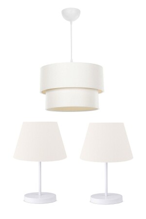 Weiße Stoff-Kuchen-Einzel-Hängelampe, Kronleuchter und Lampenschirm-Set/Schlafzimmer-Beleuchtungsset AYD-2463-12 - HOMİNG