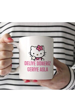 Beyaz Kupa Hello Kitty - Deliye Döneriz Geriye Asla YUSHİ-KUPA18 - 1