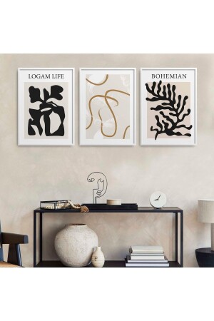 Beyaz Lamine Çerçeveli 3'lü Tablo Seti Hpn082 - Homepack
