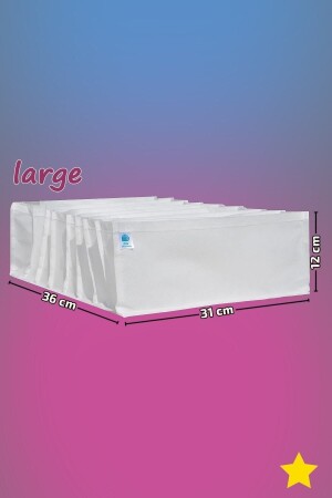 Beyaz - Large Boy - 8 Gözlü Çekmece Düzenleyici - Cepli Organizer - Akordiyon Düzenleyici - 2