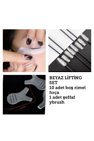 BEYAZ LİFTİNG SET Kirpik Lifting Ve Kaş Laminasyon Tarama Aplikatörü & 5 ADET RİMEL FIRÇA - 2