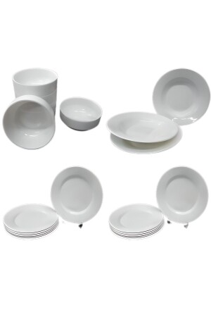 Beyaz Melamin Çay Çorba-kayık-çukur-servis Tabak Yemek Takımı 30 Parça 869300339681 - Ermiya