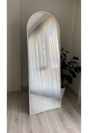 Beyaz Metal Çerçeve Oval Boy Aynası 65x180 - 1
