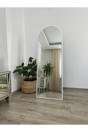 Beyaz Metal Çerçeveli 140x50 Cm Oval Ayaklı Boy Aynası - 1