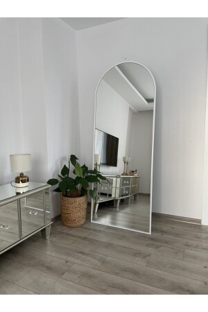 Beyaz Metal Çerçeveli 180x70 Cm Oval Ayaklı Boy Aynası - 1
