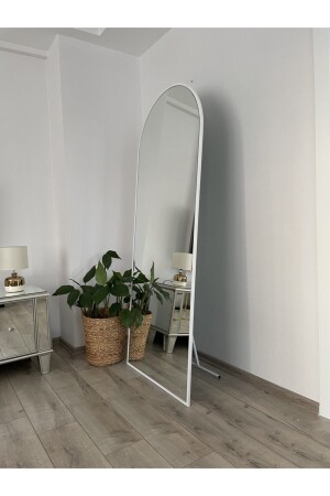 Beyaz Metal Çerçeveli 180x70 Cm Oval Ayaklı Boy Aynası - 2