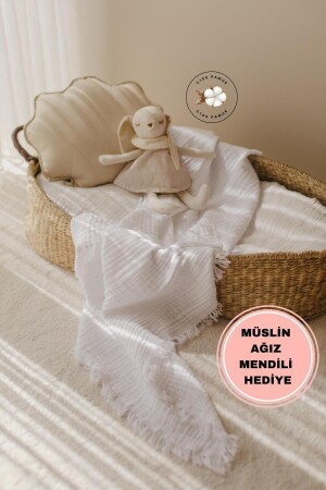 Beyaz Müslin 4 Katlı Müslin 110x110cm Pamuksu Yumuşaklık - Yeni Seri -110x110cm ZB-139 - ZEYPBA