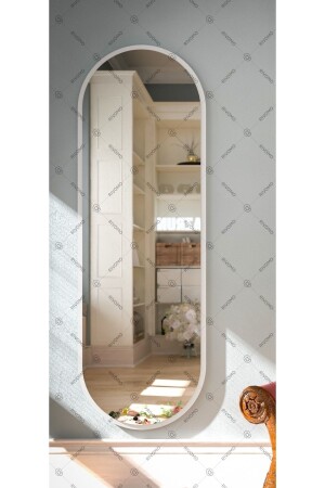 Beyaz Oval Dekoratif Boy Aynası 150x50 - 1